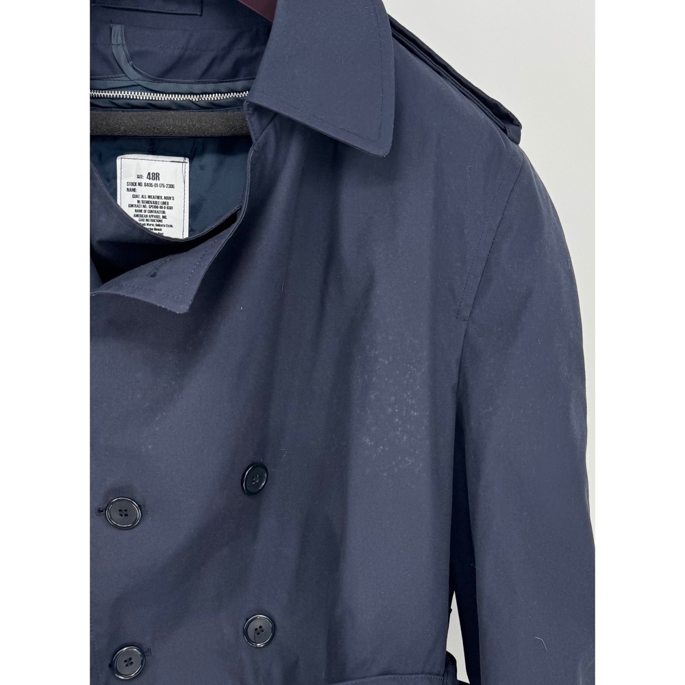 Vintage‎ US Military All-Weather Trench Coat 48R Removable Liner Navy - Picture 12 of 12